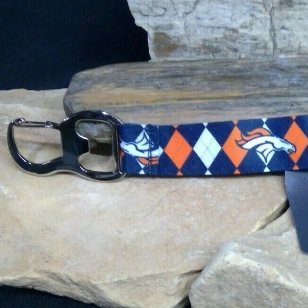 Denver Broncos Football Team NFL Bottle Opener Lanyard Key Ring Keychain NWT